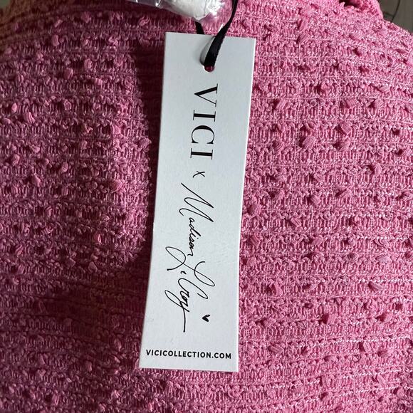 Endless Rose Tweed Double Breast Short Sleeve Blazer, Pink, Size Medium, NWT - Picture 6 of 7